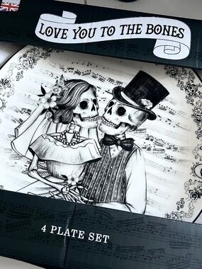 4 Plate Set Love You To The Bones Designed in England